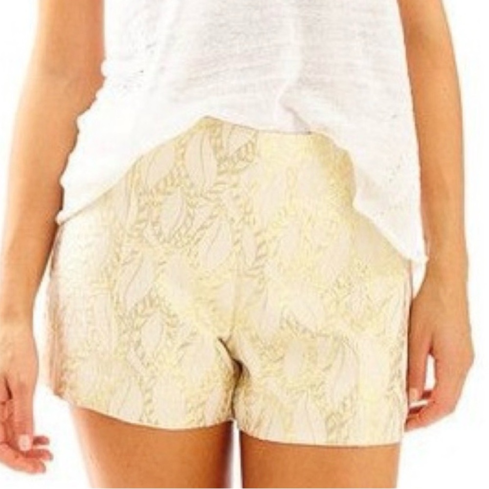 Lilly Pulitzer Gold and Cream Zebra-Pattern Shorts - Picture 2 of 10